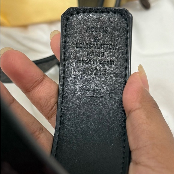 Louis Vuitton Black Leather Belt with Silver Buckle